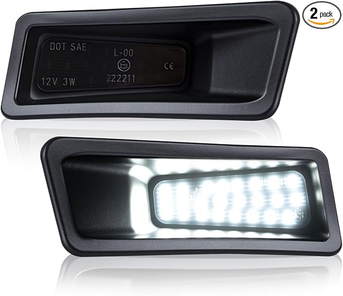 D-Lumina LED License Plate Light Tag Lamp Assembly Smoke Lens Compatible with 2019 2020 2021 2022 2023 Dodge Ram 1500, 6000K White Tag Lights, Pack of 2