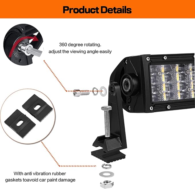 Side Brackets, LEDOPPO Light Bar Mounting Brackets Kit - Universal Straight & Curved LED Light Bars Bracket, Offroad Truck Hood & Roof LED Bar Side Mounted Base,Aluminium,Black,2-Pack