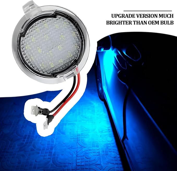 Osilly 2PCS Car LED Side Mirror Puddle Lights, Vehicle Puddle Lamp Indicator, Automotive Mirror Signal LED Lamps Replacement Accessories, Compatible with Explorer Edge Mondeo (Blue)