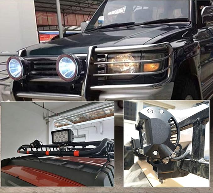 Universal Bull Bar Clamp Mounting Kit-2PCS Heavy Duty LED Light Bar Brackets for 1.38"/1.5"/1.6"/1.97" Tubes, Fits Roof Roll Cage, Bumper, Off-Road Driving Lights