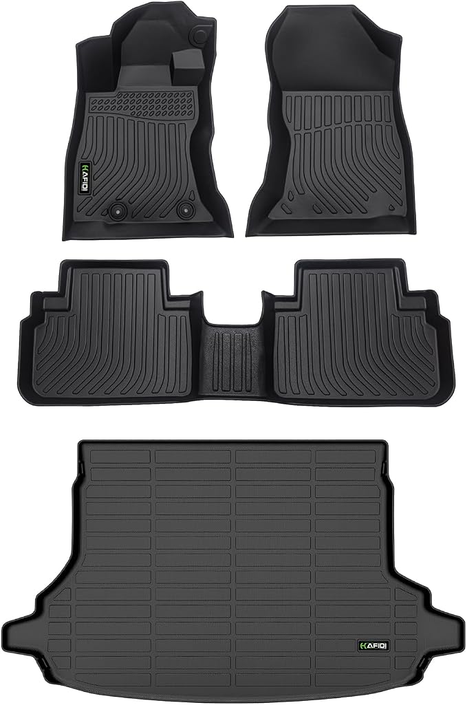 Automotive Floor Mats & Cargo Liner for Forester 2019-2024 All Weather Protection Full Set- Black (for Models Equipped Without Subwoofer)