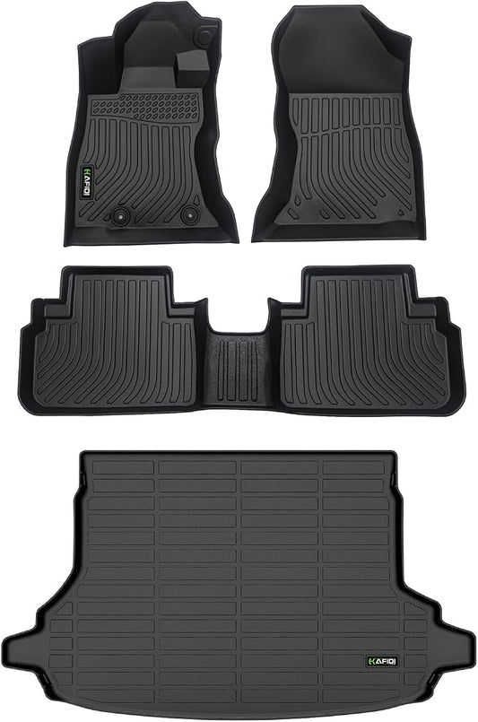 Automotive Floor Mats & Cargo Liner for Forester 2019-2024 All Weather Protection Full Set- Black (for Models Equipped Without Subwoofer)