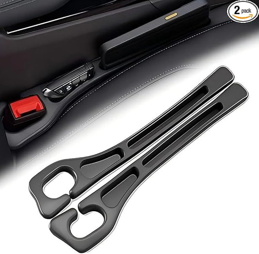 Car Seats Gap Filler Dual-Slot Car Seat Gap Organizer – with Belt Slot, Anti-Drop Gap Filler for Cars & SUVs – No More Lost Items, All Within Reach (2PCS)