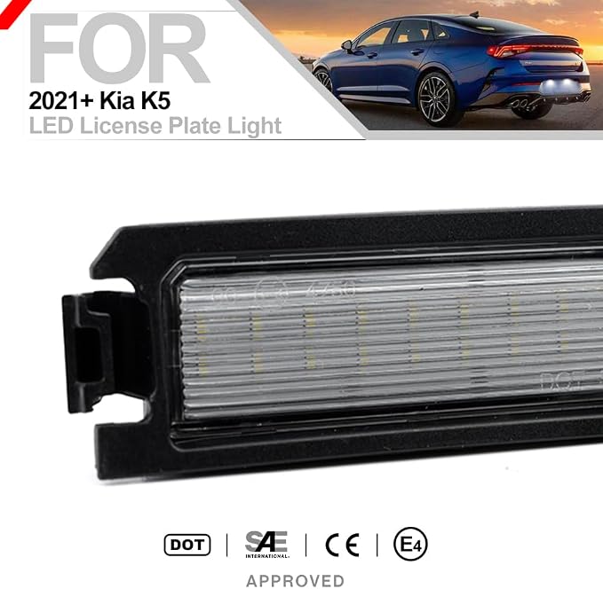 K5 Led License Plate Light for 2017 2018 2019 2020 2021 2022 2023+ Kia K5 Rio Niro Cadenza 6500K Xenon White Error Free Led Rear Tag Number Plate Lamps OEM 92501-F6000