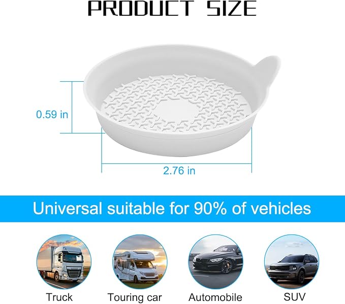 Mandark Car Cup Holder Coasters, Non-Slip Silicone Vehicle Insulation Drink Mat, Waterproof Sift-Proof Spill Recessed Automotive Interior Cup Insert Pad Accessories, Universal Fit (White)