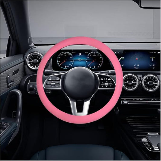 AICEL Car Silicone Steering Wheel Cover, Soft Anti-Slip Auto Steering Wheel Protector Fit 14 Inch, Universal Vehicle Interior Accessories for Cars, SUVs, Trucks, and Vans (Pink)