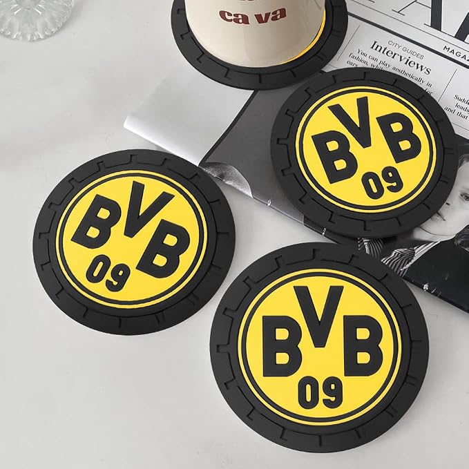 Cup Holder Insert Coaster for Borussia Dortmund UEFA UCL Fans,Anti Slip Car Cup Coaster Interior Accessories