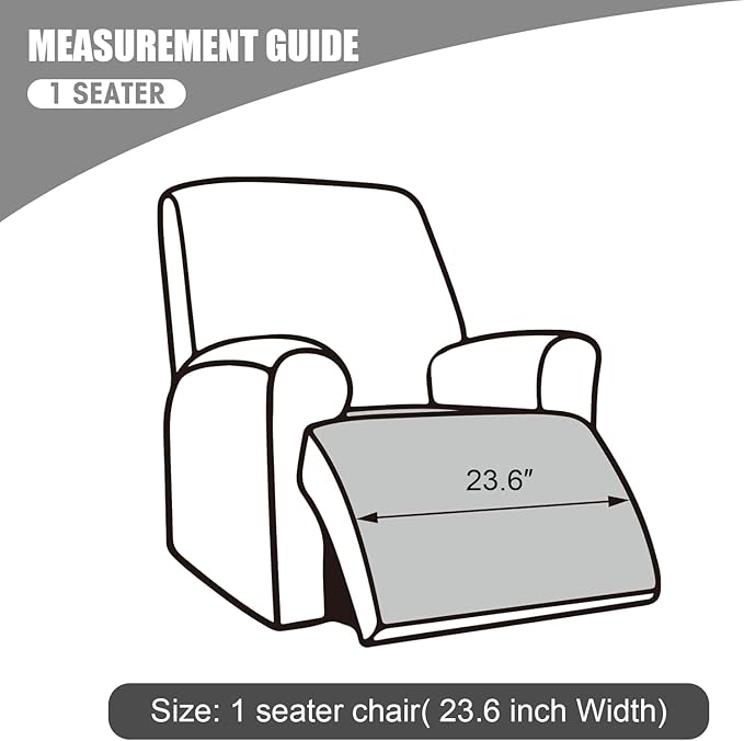 Genina Waterproof Recliner Chair Covers, Recliner Cover for Dog Pets Friendly, Washable Antislip Reclining Chair Cover Furniture Protector, Sofa Slipcover for Living Room(23.6inch/Peacock Blue)