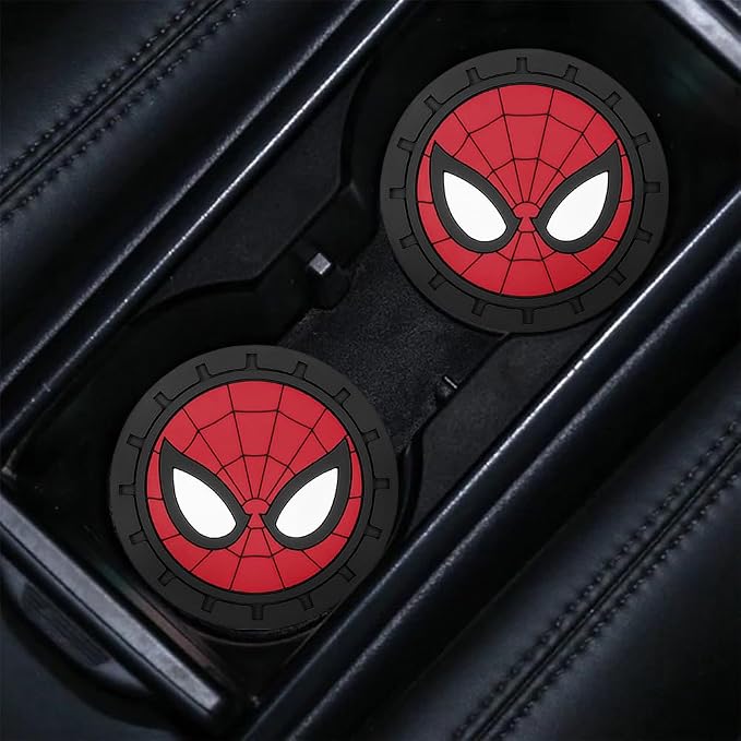 Spider Man Car Cup Holder Coasters for Marvel Fans, The Spider Man Car Coasters for Car Cup Holder Insert,Silicone Non-Slip Car Cup Mat,2.75''