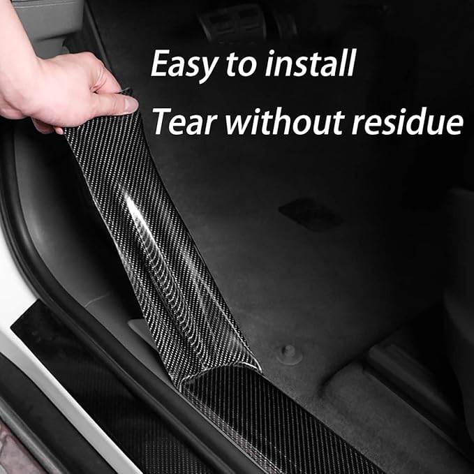 DGSL Car Door Edge Guards Door Sill Protector, 2.7In x 16.4Ft 5D Carbon Fiber Car Wrap Film, Vinyl Automotive Wrap Film Anti-Collision Fits for Most Car (Black)