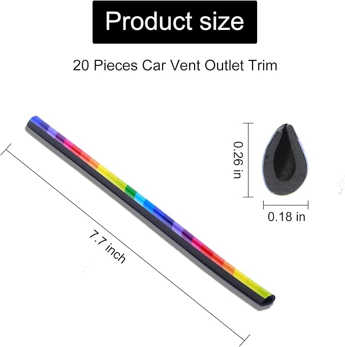 LivTee 20 Pieces Car Air Conditioner Decoration Strip for Vent Outlet, Universal Waterproof Bendable Air Vent Outlet Trim Decoration, Car Interior Accessories (Multicolour)