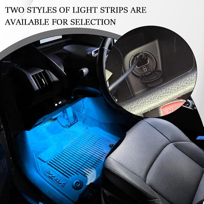 Car LED Strip Light, Car Interior Lights, 12V 24 LED Auto Under Dash Atmosphere Lights with USB Port, Auto Atmosphere Under Dash Lighting Kit for Vehicles (Ice Blue, USB)