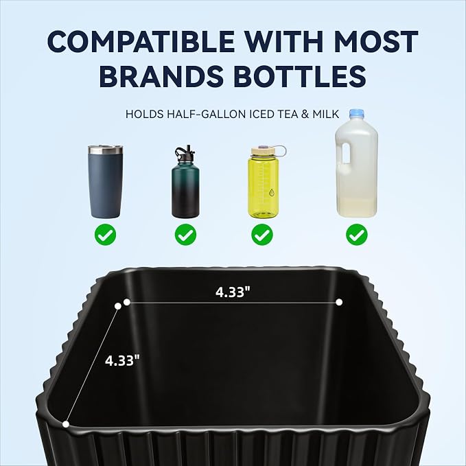 Half-Gallon Car Cup Holder Expander Organizer with Adjustable Base | Anti-spill | 4.33"*4.33"*3.94" holds half-gallon iced tea |Dual storage drinks & small gear|2.56"-3.94" adjustable base