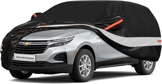 10 Layers SUV Car Cover Custom Fit for Chevrolet Chevy Equinox (2005-2026) Waterproof All Weather for Automobiles, Outdoor Full Cover Sun UV Rain Protection with Cotton.Black