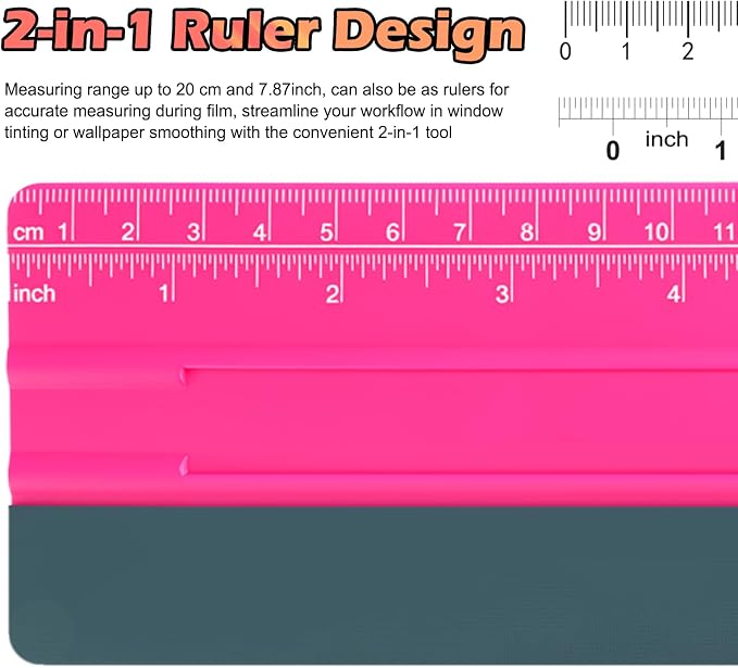 2-in-1 Vinyl Squeegee Tool with Ruler,Soft Felt Squeegee for Vinyl as Wallpaper Smoothing Tool,Vinyls Wrap Squeegees Wallpaper Tools for Cars Window Tint,PPF Application (20cm)