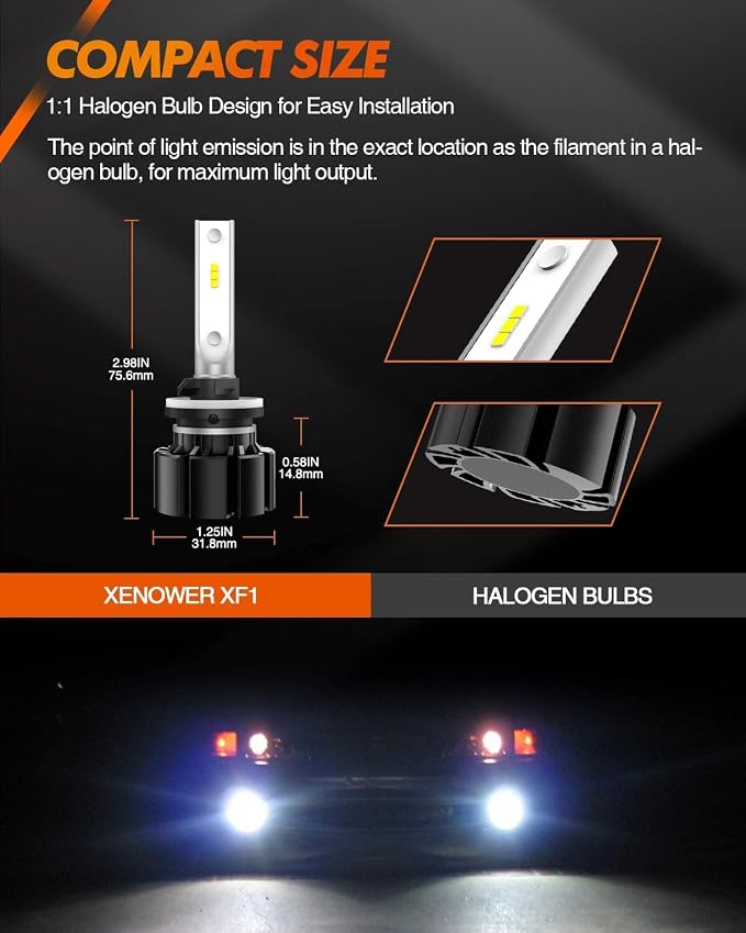 SEALIGHT 880 LED Fog Light Bulbs, 13,000LM 600% Brightness 24W High Power 881 Fog Lights LED Bulb 6000K Xenon White, 885 893 899 Fog Bulbs Replacement for Cars,Trucks(Pack of 2)