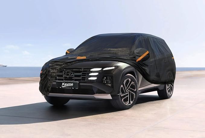 Kayme 7 Layers SUV Car Cover Custom Fit for Hyundai Tucson (2004-2025) Waterproof All Weather for Automobiles, Outdoor Full Cover Rain Sun UV Protection.Black