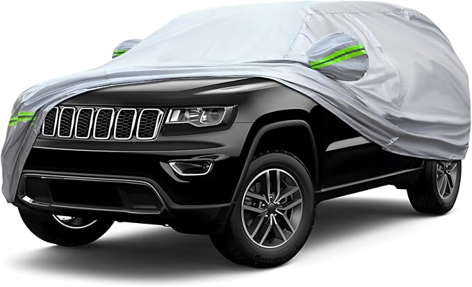 6-Layer Full Car Cover is All-Weather Waterproof, Universal in All Seasons, Snow Prevention, Rainproof, Acid Rainproof, Sunscreen, Ultraviolet-Proof, Applicable to SUV and MPV (191"-200")