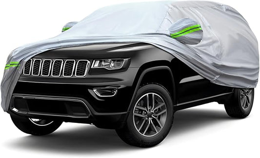 6-Layer Full Car Cover is All-Weather Waterproof, Universal in All Seasons, Snow Prevention, Rainproof, Acid Rainproof, Sunscreen, Ultraviolet-Proof, Applicable to SUV and MPV (191"-200")