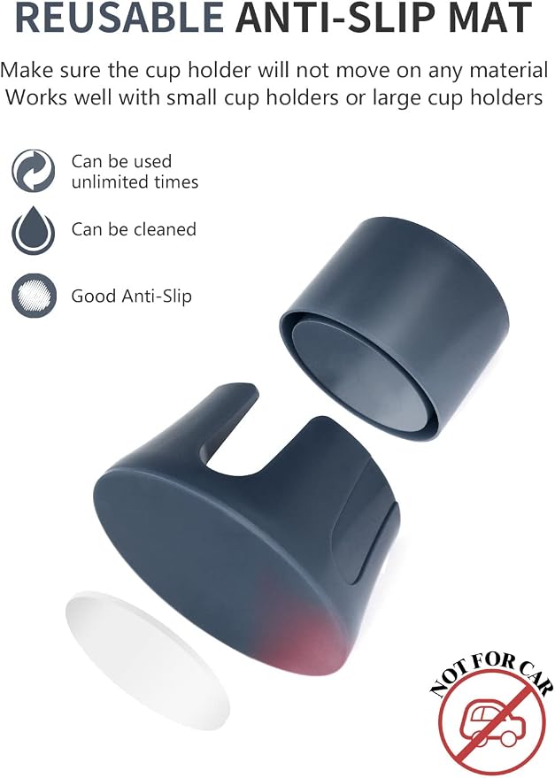 Anti-Spill Cup Holder, Drink Coaster with Anti-Slip Mat Fits Drink for Home Office Outdoors (Grey)