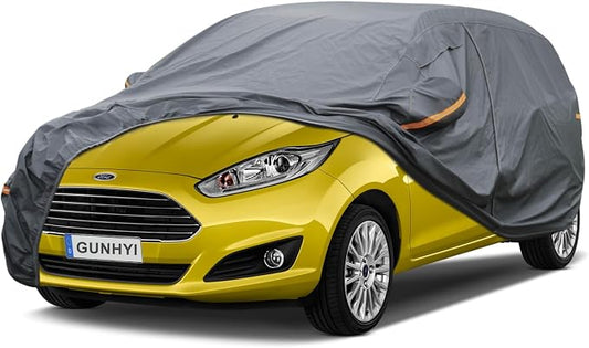 GUNHYI Premium Car Cover Custom Fit Ford Fiesta, 16 Layers Heavy Duty Car Cover Waterproof All Weather with Zipper Door for Sun Rain Snow Dust Uv Protection