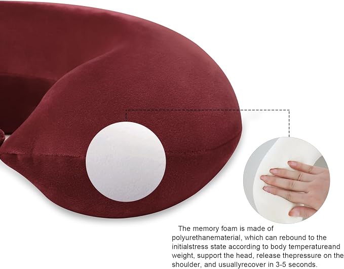 Travel Neck Pillow Memory Foam U Shape Neck Pillow for Travel Pillow Comfortable Head Neck Support Airplane Pillow for Traveling Car Home Office Travel Neck Flight Pillow
