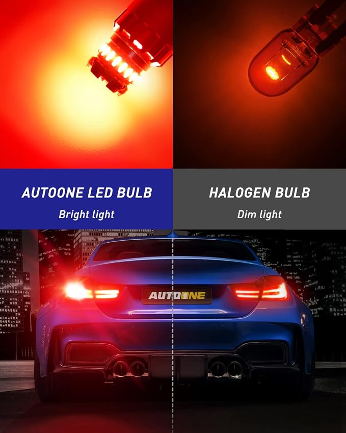AUTOONE 7443 LED Brake Light Bulb, 7440 LED Bulb Red, 700% Super Bright T20 7441 7444 992 W21W LED Bulb with 3030 Chipsets for Tail Stop Parking Blinker Running Lights, Pack of 2