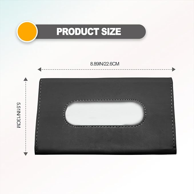 Premium PU Leather Car Tissue Holder Visor for Universal Auto, Car Tissue Case Holder Seat Back with Tissue Refill, Tissue Holder (Black)