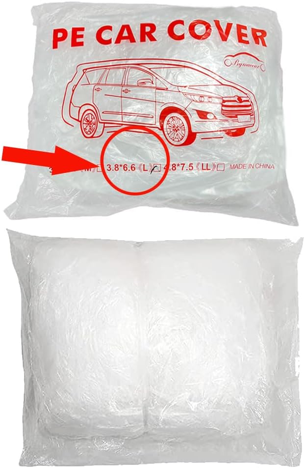 4 Packs Disposable Car Cover Clear Plastic Car Cover Universal Rain Dust Garage Cover with Elastic Band Medium (12.4 FT x 21.6 FT)