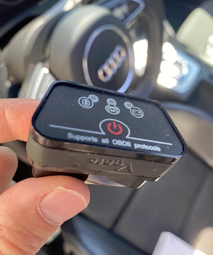 iCar2 OBD2 Bluetooth Adapter Diagnostic Scanner for iOS & Android : Auto-Connect Clear Error Code Live Data Reset Diagnostic Tool (Black)