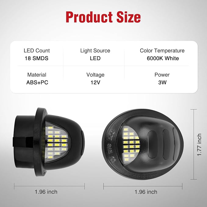 Nilight License Plate Lights Compatible with 1990-2003 2004 2005-2008 2009 2010 2011 2012 2013 2014 Ford F150 1999-2016 F250 F350 F450 F550 Super Duty with Red OLED Neon Tube 6000K White 2PCS Pack