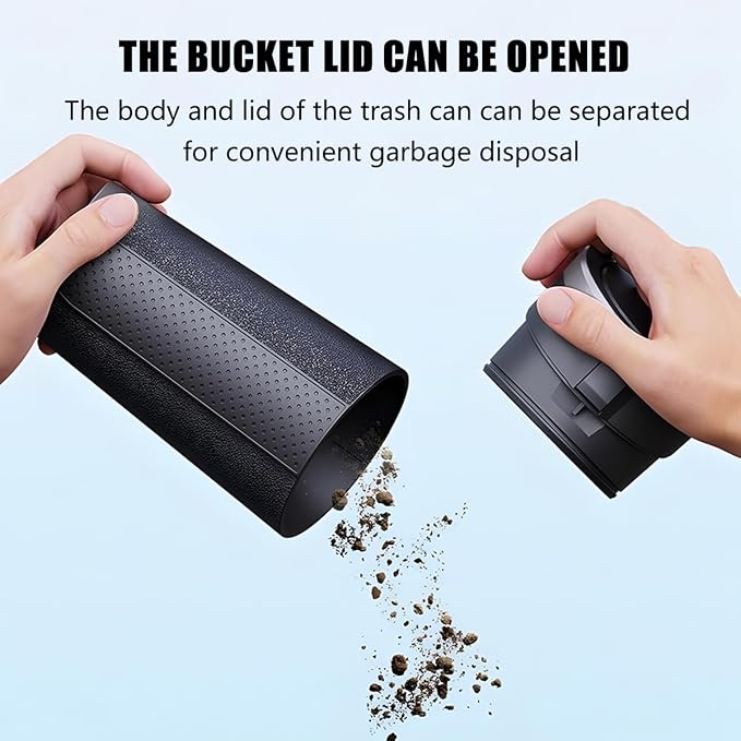 Car Trash Can, Leakproof Mini Automotive Garbage Bin Side Door Cup Holder Dustbin with Lid, Vehicle Interior Storage Organizer Accessories, Universal for SUV, Sedan, Truck (Black/Silver)