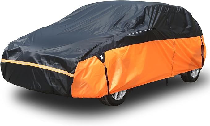Waterproof Car Cover for Automobiles, All Weather Full Exterior Covers Fit for Toyota Camry Chevrolet Malibu Honda Accord, Universal Windproof Rain Sun UV Protection Car Covers Fit 191"-200" Sedan