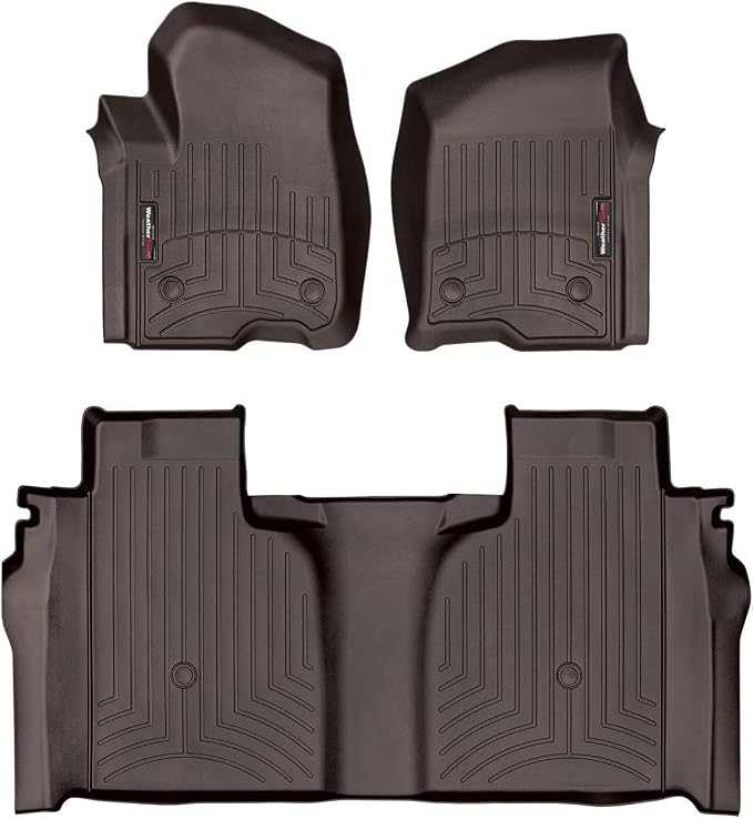 WeatherTech Custom Fit FloorLiners for GMC Sierra 1500 Limited, Silverado 2500HD/3500HD, Silverado 1500-1st & 2nd Row (471436-1-2), Cocoa