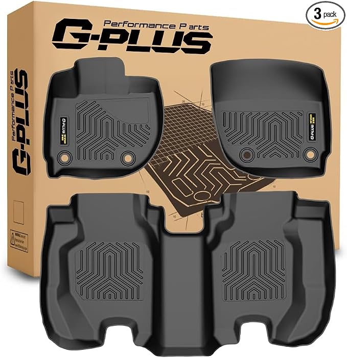 G-PLUS TPE Floor Mats Compatible with Honda Fit 2015-2020 | All Weather Protection,Non-Slip,Custom Fit Floor Cargo Liner,TPE Full Coverage,Black,3PCS