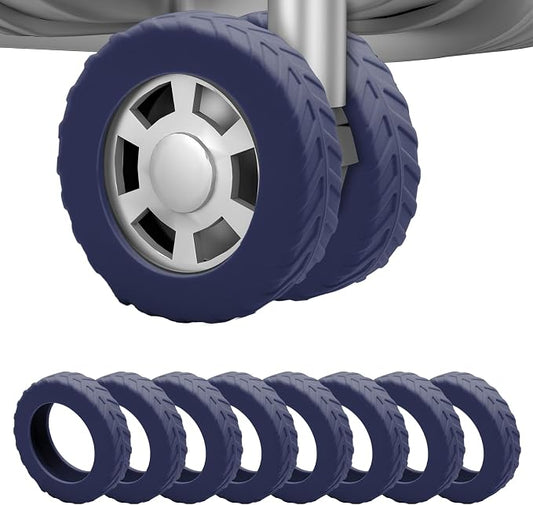 8Pcs Luggage Wheel Covers,Fits 2-2.4'' Suitcase Wheel,Dark Blue | Carry On Luggage Wheels Protector,Upgraded Luggage Travel Accessories,Helps reduce daily rolling noise and surface wear.