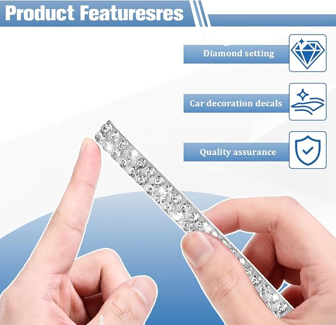 16.4FT Bling Car Trim, Crystal Rhinestone Self Adhesive Glitter Vehicle Strip Sticker, Sparkling Diamond Automotive Interior Exterior Decoration, Universal for SUV RV Truck (White)
