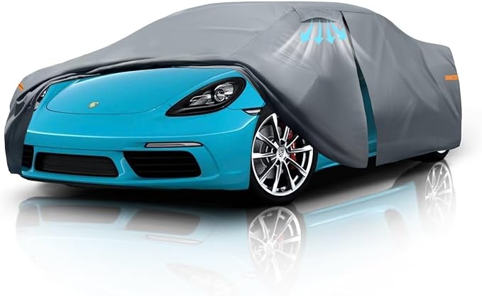 Waterproof 718, Cayman((2016-2026) Car Cover with Breathable Vents, [Upgrade] Premium Covers with Cotton Liner and Zipper Door, Sun Rain Snow Dust Uv Protection.(Gift with Towel)