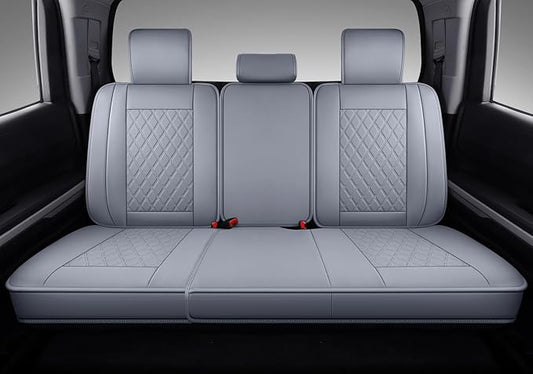 Coverado Tundra Seat Covers, Back Leather Car Seat Covers for Trucks, Automotive Seat Covers Protector Custom Fit 2007-2021 Toyota Tundra(Rear Seat Cover/Gray)