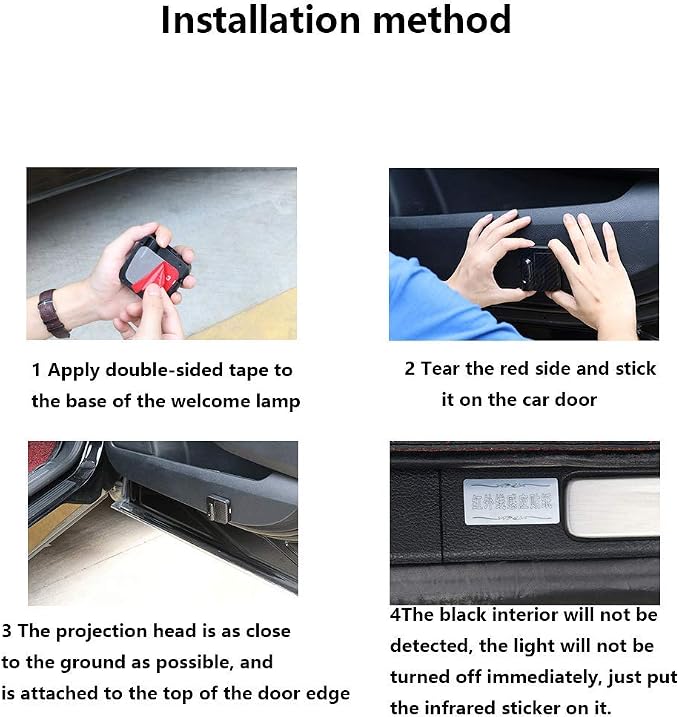 NewL 1 Pairs Custom Logo LED Projector Carbon Fiber Car Door Welcome Lights | Support custom any logo, Bright clear ghost shadow projection, universal car fit, Auto on/off with door opening & closing