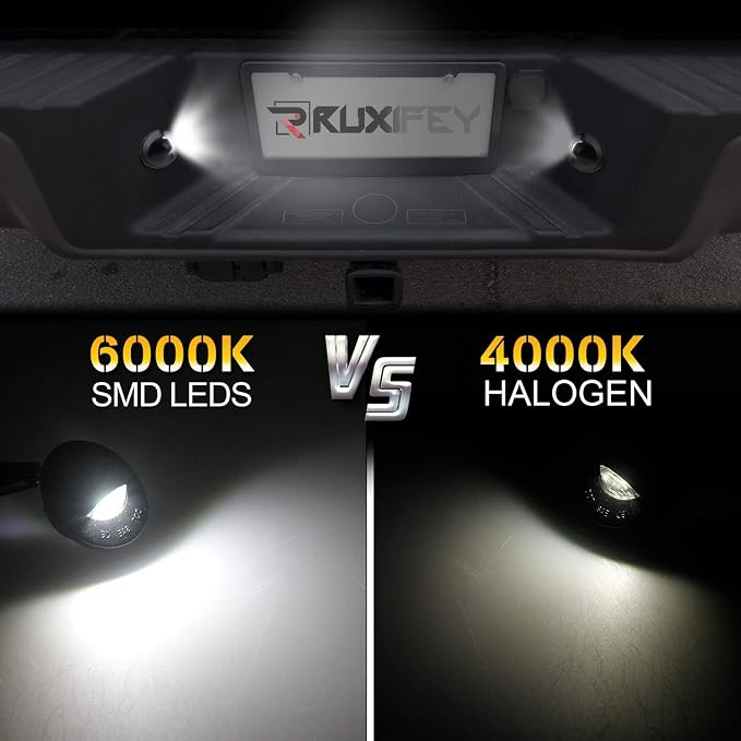 LED License Plate Light with Socket Wiring Harness Plugs Compatible with Ford F150 F250 F350 F450 F550 Superduty Ranger Explorer Bronco Excursion Expedition, 6500K White