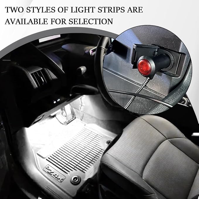 Car LED Strip Light, Car Interior Light, 12V 24 LED Under Dash Atmosphere Lights with Cigarette Lighter Port, Auto Atmosphere Under Dash Lighting Kit for Vehicles (White, Cigarette Lighter)