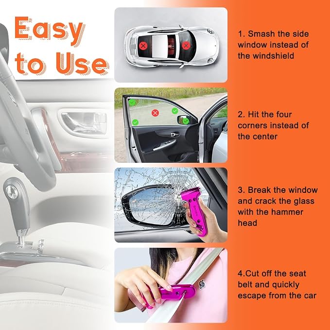SINSEN Window Breaker Seatbelt Cutter, Car Glass Breaker Tool, Safety Hammer Emergency Escape Kit, 3-in-1, Matte Black