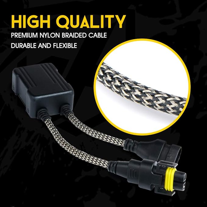 H8/H9/H11 LED Canbus Decoder Anti Flicker Error Free for Headlight Bulbs | Premium Nylon Braided Cable, Heat-Resistant, Plug N Play, Pack of 2