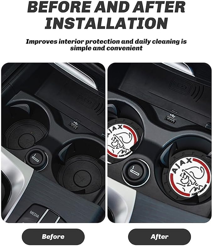 Cup Holder Insert Coaster for AFC AJAX UEFA UCL Fans,Anti Slip Car Cup Coaster Interior Accessories