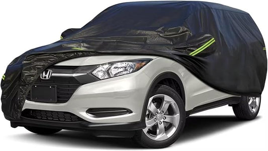 KouKou Waterproof SUV Car Cover Suitable for Honda HRV from 1998 to 2025, 7 Layers Heavy Duty Car Cover Waterproof All Weather with Zipper Door for Sun Rain Snow Dust Uv Protection.Black