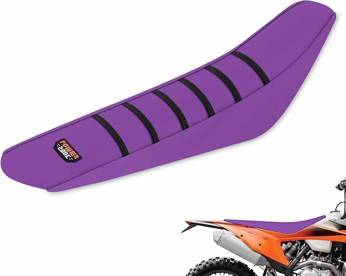 Motorcycle Universal Seat Cover Non-Slip Rubber Striped Gripper Soft Sewing for CRF WR WRF RMZ YZF SXF EXC EXC XC SX CR KLX Dirt Pit Bike Motocross Off Road (Purple)
