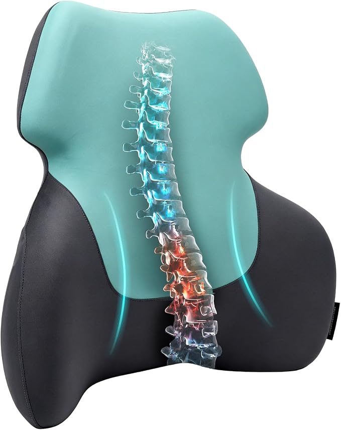 Season Guard Back Support Pillow, Lumbar Pain Relief Cushion for Office/Car | Ergonomic Design, 60D Memory Foam, Cooling Cover, Support Full Spine, Fits Chairs & Cars, Relieve Back Pain, Improves Posture
