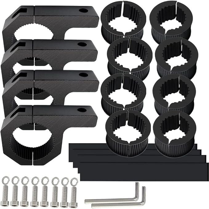 Universal Bull Bar Clamp Mounting Kit-4PCS Heavy Duty LED Light Bar Brackets for 1.38"/1.5"/1.57"/1.77"/1.97" Tubes, Fits Roof Roll Cage, Bumper, Off-Road Driving Lights