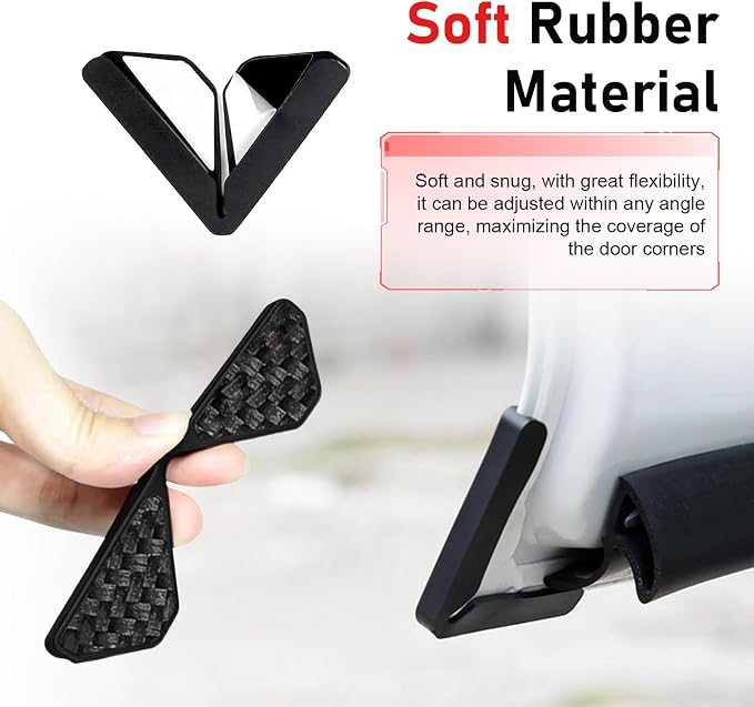 2 PCS Car Door Corner Edge Guards, Thickened PVC Anti-collision Door Corner Protector, Carbon Fiber Sporty Style Decorative Cover, Self-adhesive Exterior Accessory for Cars (Black)